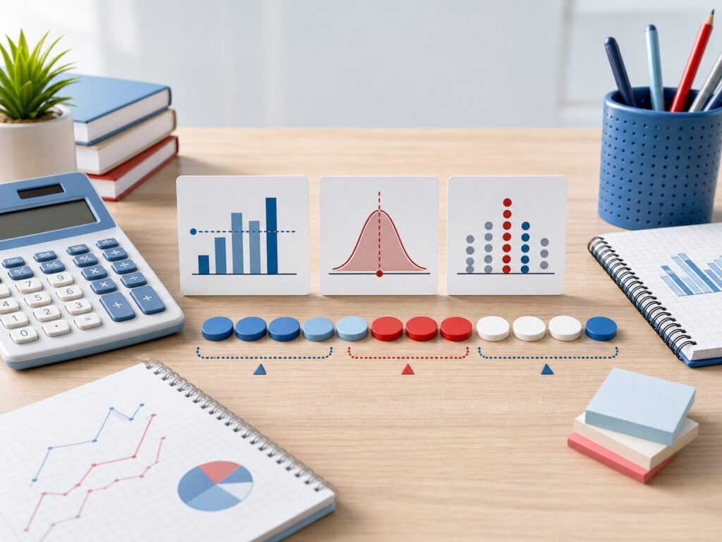 Imagen educativa para calculadora de media mediana y moda con graficos estadisticos y calculadora