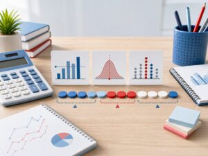 Imagen educativa para calculadora de media mediana y moda con graficos estadisticos y calculadora