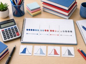 Imagen educativa para calculadora de percentiles y cuartiles con datos ordenados, divisiones de cuartiles y calculadora
