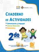 Portada del Cuaderno de Actividades de 2do de Primaria: ilustración de una niña o un niño estudiando junto al número 2do, sobre fondo blanco con franja azul