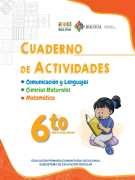 Portada del Cuaderno de Actividades de 6to de Primaria: ilustración de una niña o un niño estudiando junto al número 6to, sobre fondo blanco con franja naranja