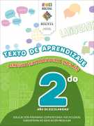 Portada del Texto de aprendizaje de Lengua Extranjera (Inglés) de 2do de Primaria: burbujas de diálogo con palabras en inglés sobre una colina verde y el número 2do